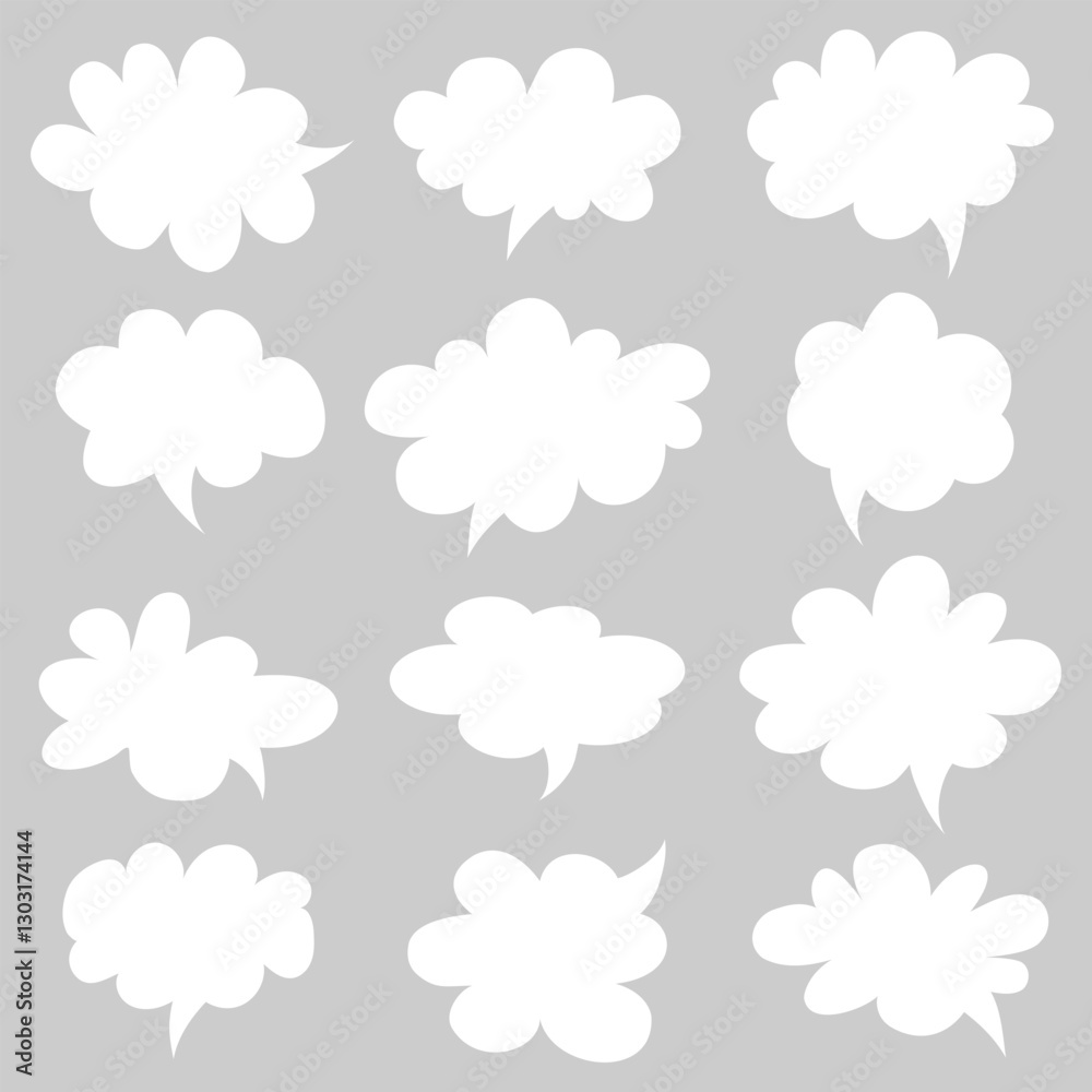 Set of speech bubbles in the shape of a cloud Set of speech bubbles in the shape of a cloud
