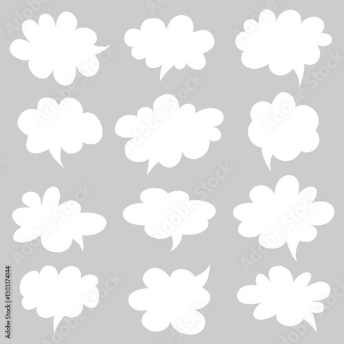 Set of speech bubbles in the shape of a cloud