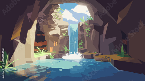 Waterfall in cave