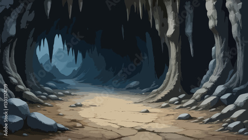Dark cave illustration