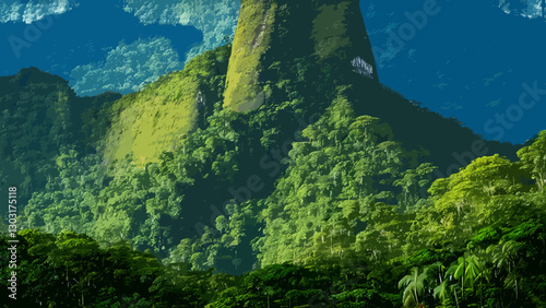 Mountain covered with green forest