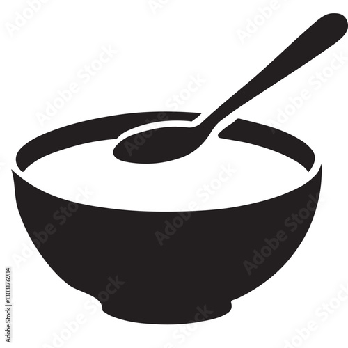 Silhouette Bowl with Spoon Illustration Vector Graphic for Food Blogs