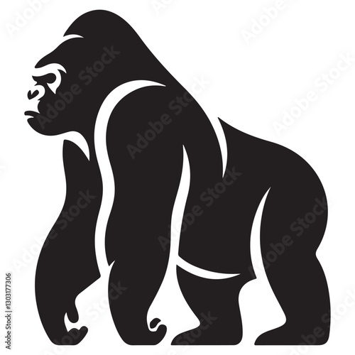 Strong Gorilla Vector Silhouette Wildlife A Black Animal Illustration