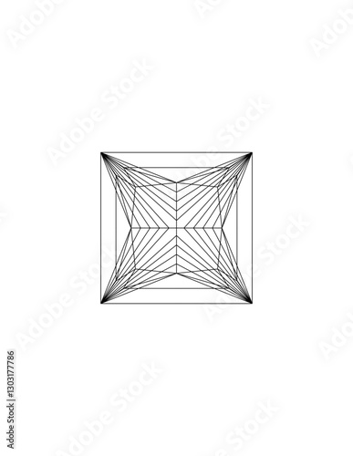 illustration drawing of a diamond princess cut top view.AI