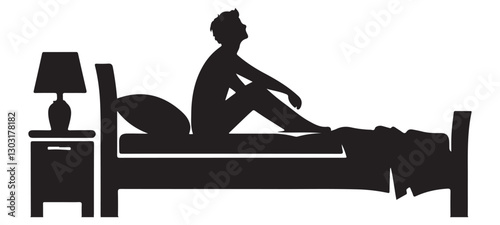Silhouette of a Pensive Man Sitting On Bed Thinking Problems