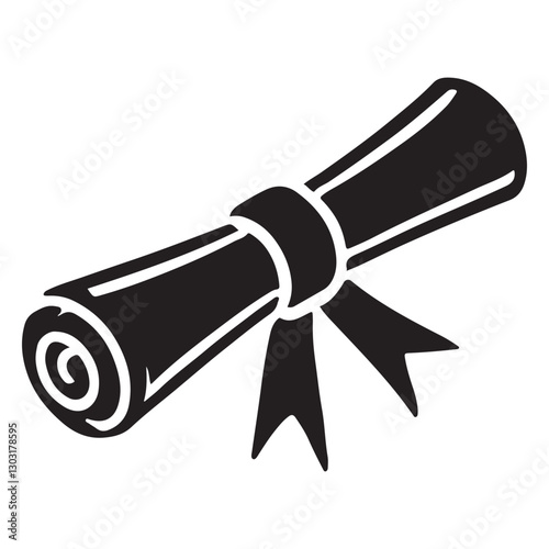 Rolled Diploma Certificate of Achievement Silhouette for Graduation Day