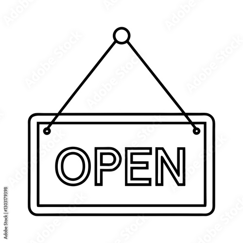 clean modern open sign icon. minimalist vector open sign. realistic hanging open sign illustration.