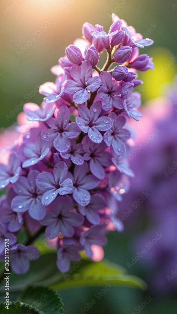 Vibrant Lilac Spring Flowers with Dewdrops: Elegant Bokeh Background for Mother's Day Cards, Floral Marketing, and Spring Celebration Designs Vibrant Lilac Spring Flowers with Dewdrops: Elegant Bokeh Background for Mother's Day Cards, Floral Marketing, and Spring Celebration Designs