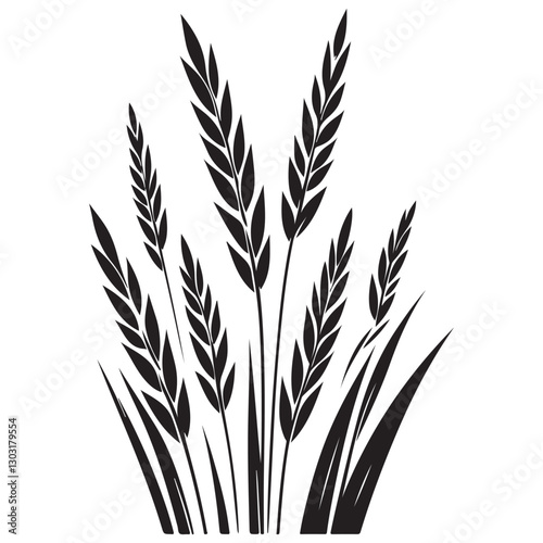 Silhouette Vector Illustration of Wheat Stalks for Harvest Season Designs