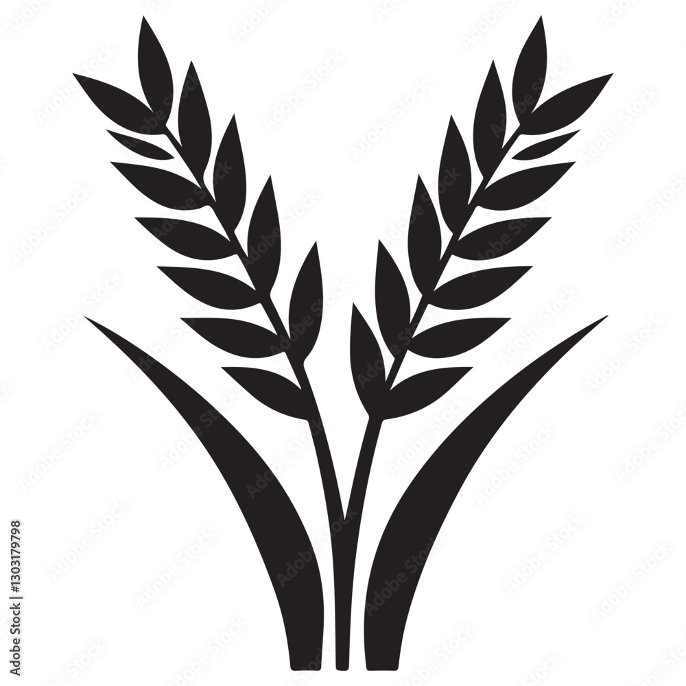 Fototapeta premium Elegant Silhouette Vector Graphic Featuring Two Wheat Stalks Illustration