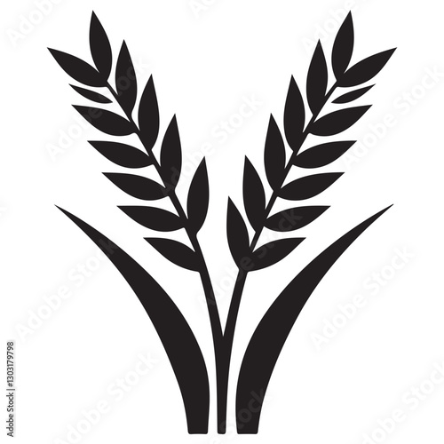 Elegant Silhouette Vector Graphic Featuring Two Wheat Stalks Illustration