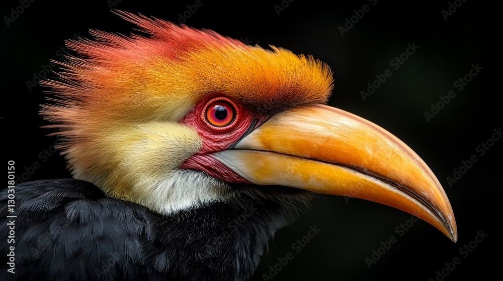 Wild hornbill bird soars with vibrant wings a birdwatcher's delight in nature's realm Wild hornbill bird soars with vibrant wings a birdwatcher's delight in nature's realm