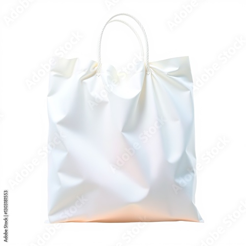 Opal White Shopping Bag with Fluid Ripple Design