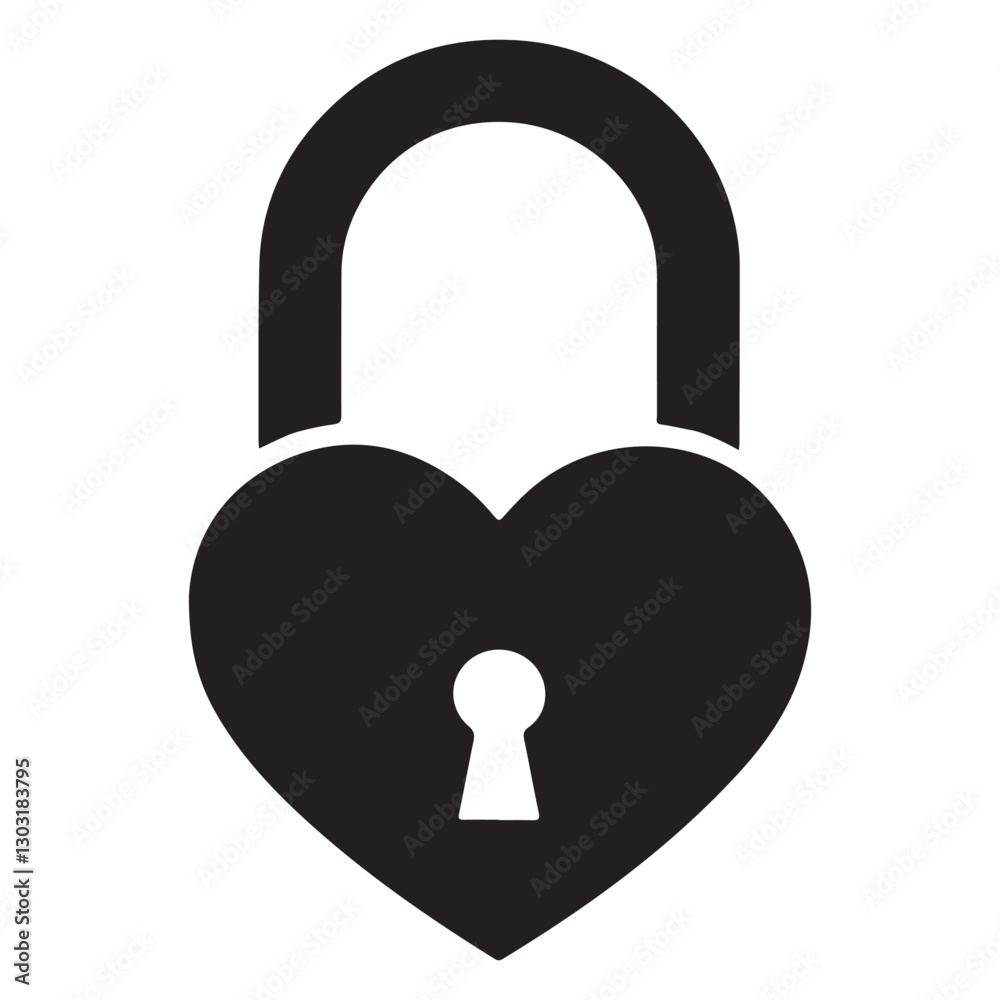 Secure Heart Love Padlock Icon Symbol Vector Graphic Design Element Secure Heart Love Padlock Icon Symbol Vector Graphic Design Element