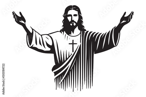 Jesus Christ with Open Arms Vector Illustration Design Religious Image