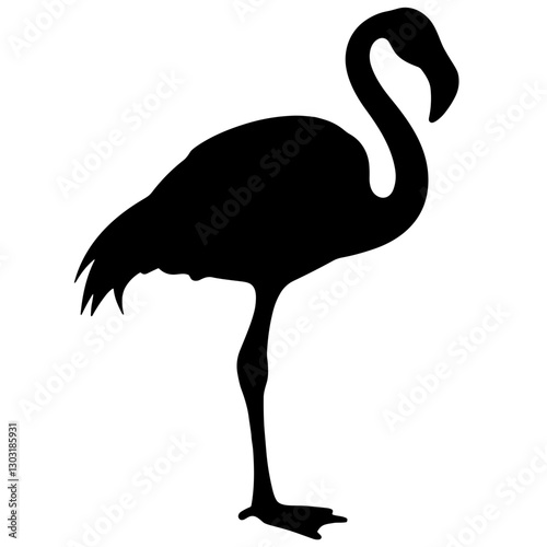 Silhouette of flamingo standing against transparent background