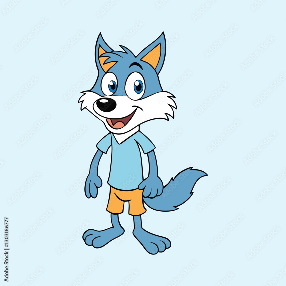 Fototapeta premium Vector illustration of funny wolf cartoon