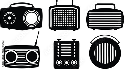 Vintage Radio Silhouette Collection for Audio Lovers, Music Decor