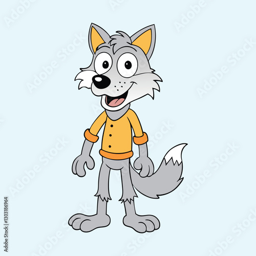 Vector illustration of funny wolf cartoon