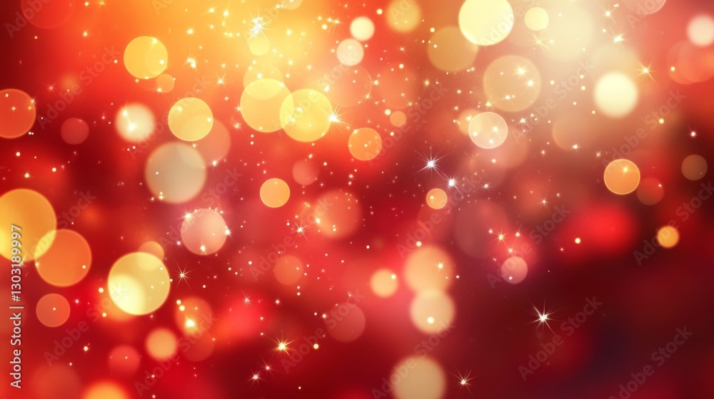 Vibrant red and orange bokeh lights with sparkling stars background Vibrant red and orange bokeh lights with sparkling stars background