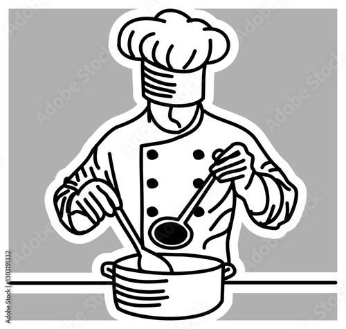 Vintage Chef Illustration, Handcrafted Ink Drawing