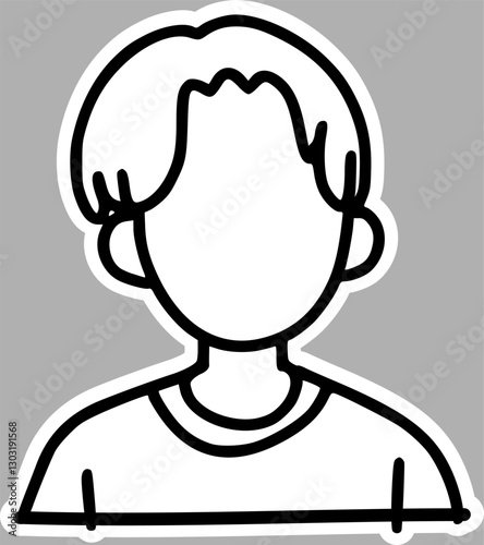 Modern Faceless Cartoon Icon, Minimalist Line Art