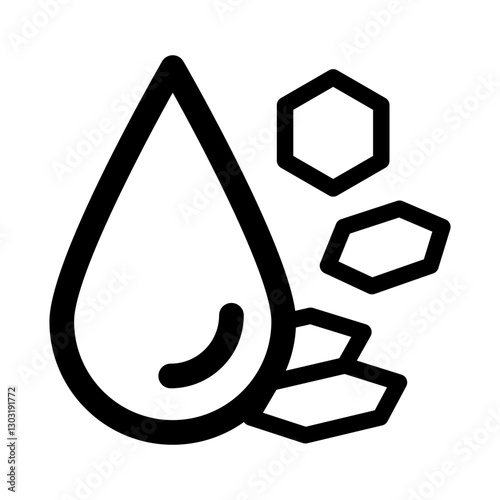 icon of an oil droplet with a molecular structure symbolizing biochemistry nutrition and essential fatty acids.