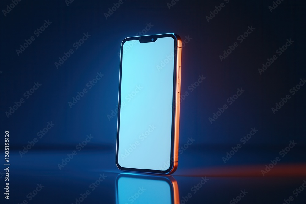 Modern Smartphone: Sleek smartphone with blank screen, glowing with modern design, a blend of technology and elegance, inviting touch and interaction. Modern Smartphone: Sleek smartphone with blank screen, glowing with modern design, a blend of technology and elegance, inviting touch and interaction.