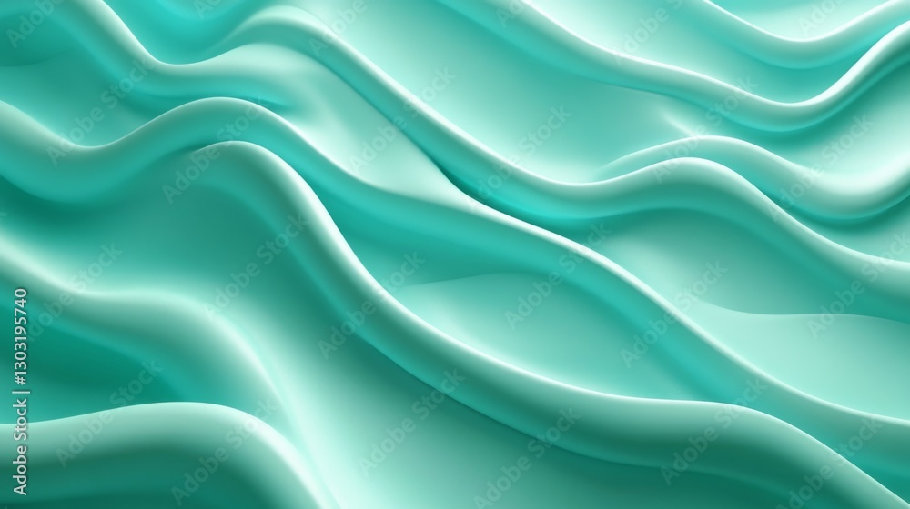 Fototapeta premium Smooth abstract teal waves and fluid patterns with soft curves and texture