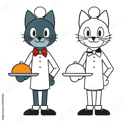 A Cute Cat Waiter