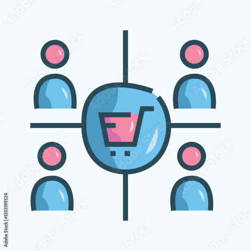 Target Marketing Icon Design in Color Style