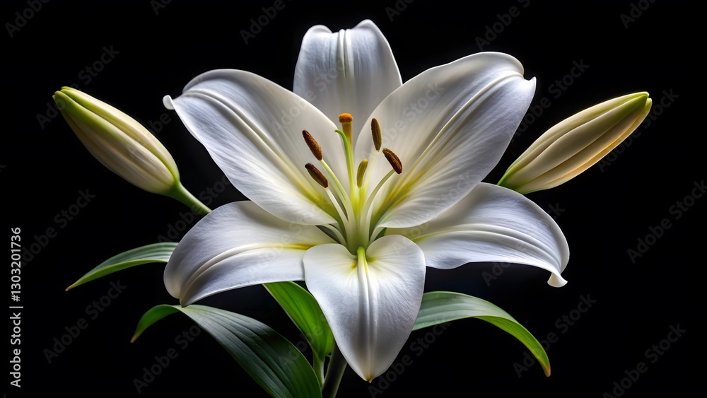 Fototapeta premium White Lily Bloom with Buds