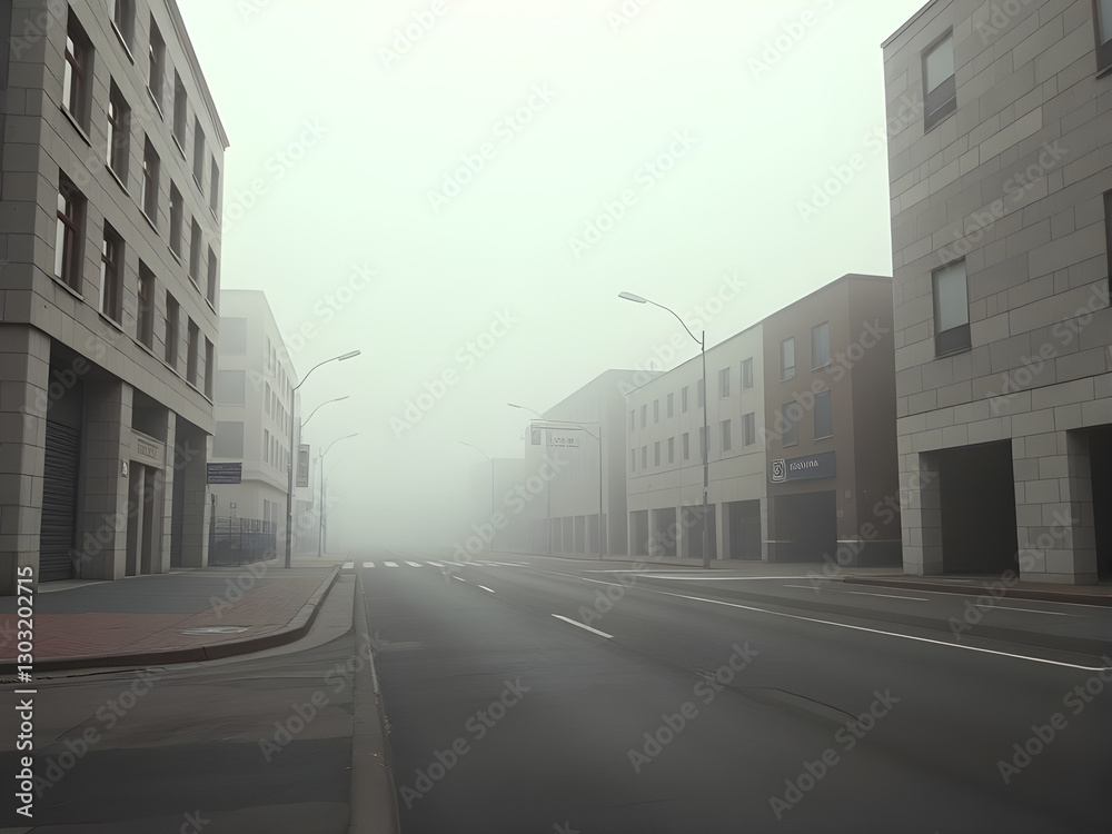 Fototapeta premium empty foggy street, liminal space, 3d render