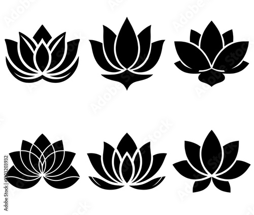 Set of Lotus Flower Icons photo