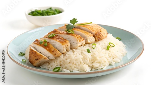 ollof rice and chicken with a light bckground