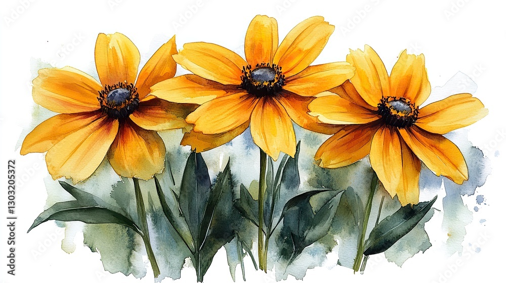 Obraz premium black eyed susan clipart watercolor illustration watercolor style digital design illustration