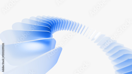 Abstract blue round shape, gradient layers, glass