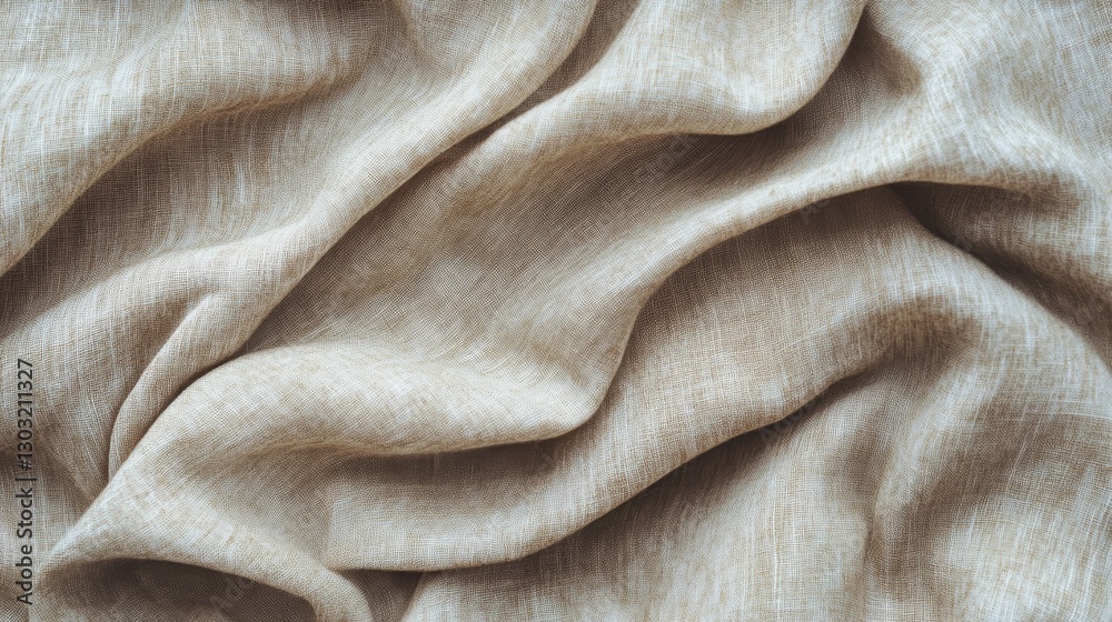 Fototapeta premium Light beige linen fabric texture background