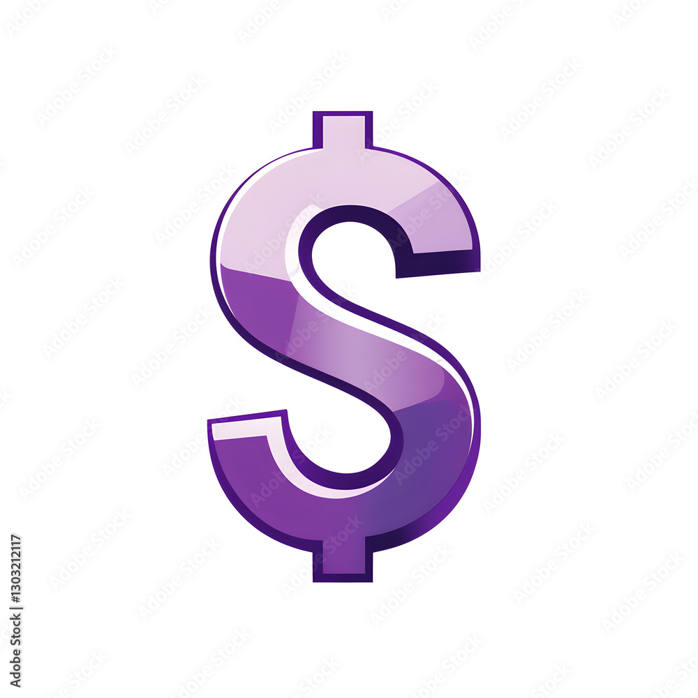 Shiny Transparent 3D Purple Dollar Sign Vector Symbol with a Gradient Effect for Economic, Financial, and Investment Graphics Shiny Transparent 3D Purple Dollar Sign Vector Symbol with a Gradient Effect for Economic, Financial, and Investment Graphics