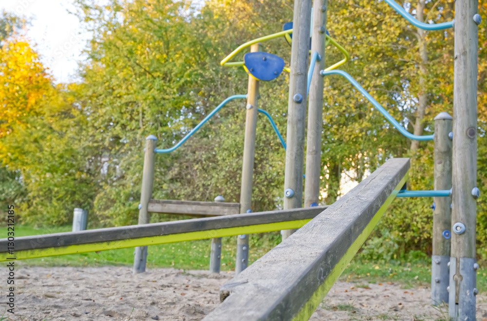 Playground with Seesaw and Climbing Structure Playground with Seesaw and Climbing Structure