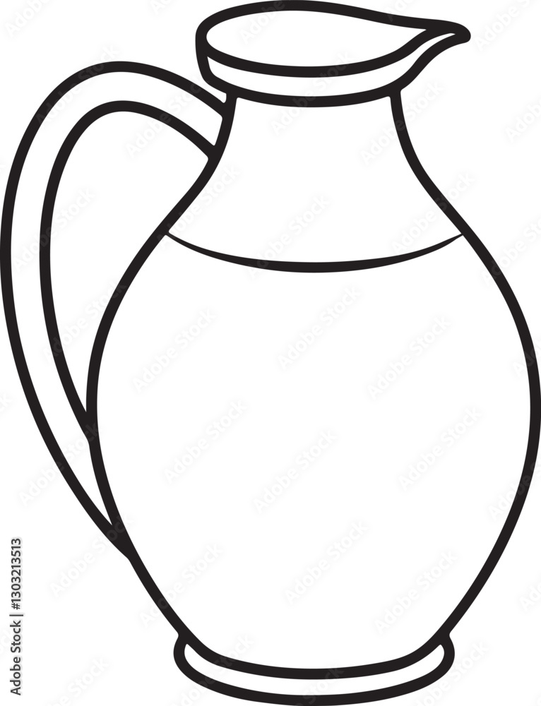 jug line art, black outline, vector and illustration, coloring book page line art drawing jug line art, black outline, vector and illustration, coloring book page line art drawing