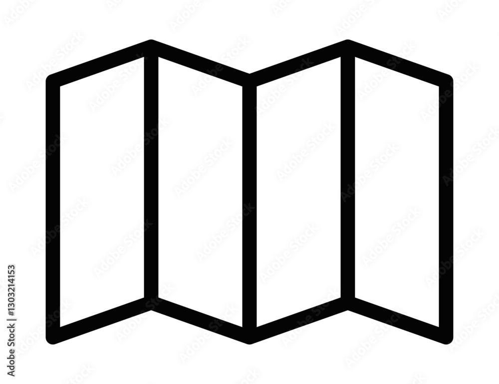 Folded map vector icon with simple lines. Editable stroke.