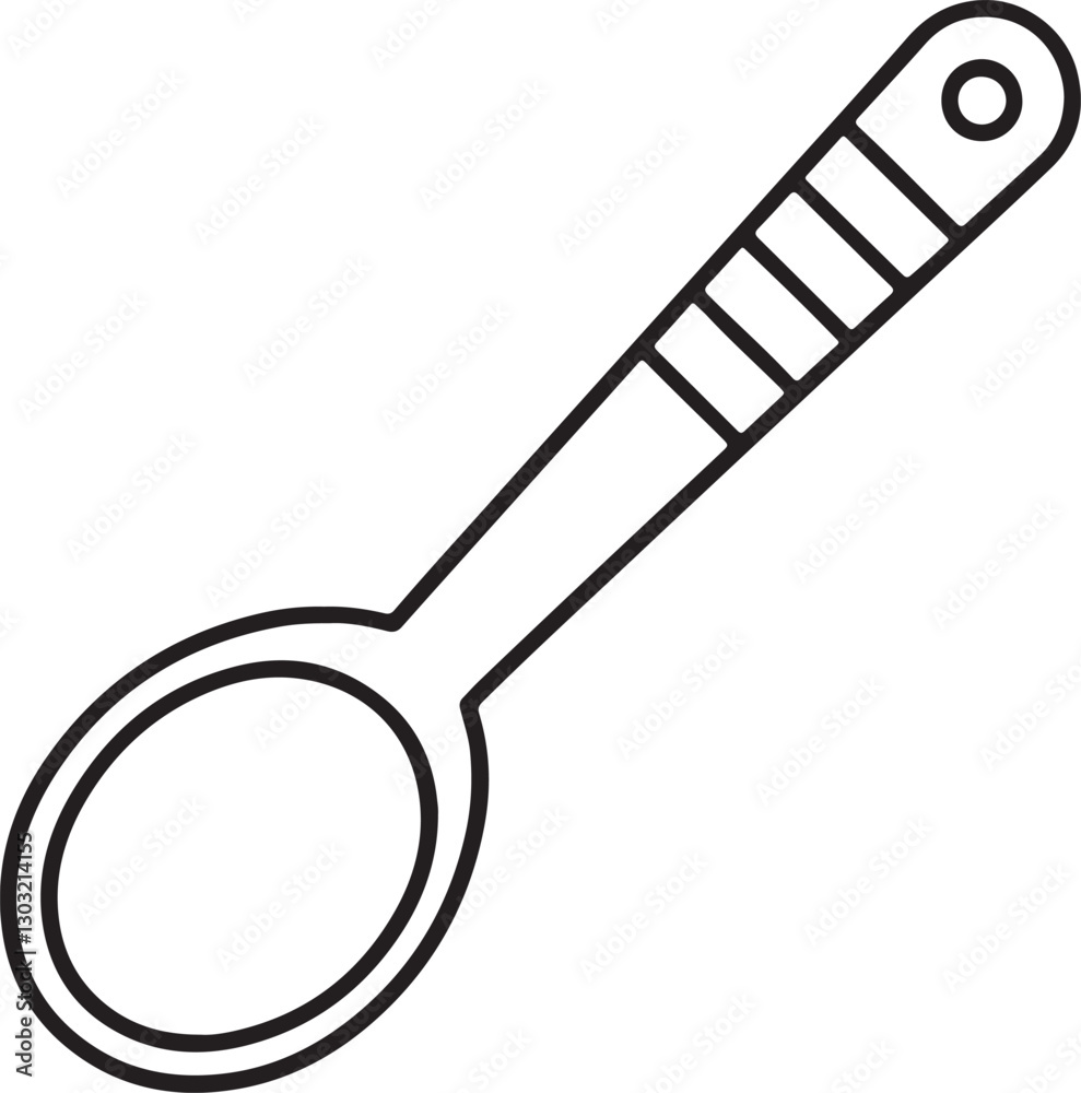 measuring spoon line art, black outline, vector and illustration, coloring book page line art drawing measuring spoon line art, black outline, vector and illustration, coloring book page line art drawing
