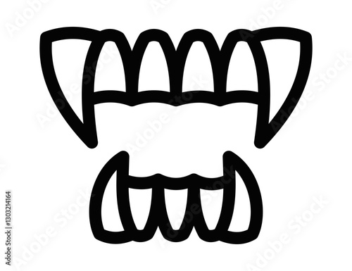 Vampire fangs vector icon for Halloween and horror themes. Editable stroke.