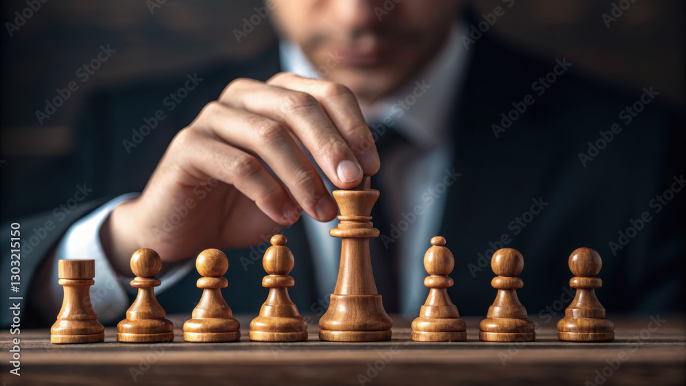 thoughtful hand hovering over chess pieces, strategizing next move in game of intellect and skill. wooden pieces reflect classic design, enhancing atmosphere of concentration thoughtful hand hovering over chess pieces, strategizing next move in game of intellect and skill. wooden pieces reflect classic design, enhancing atmosphere of concentration