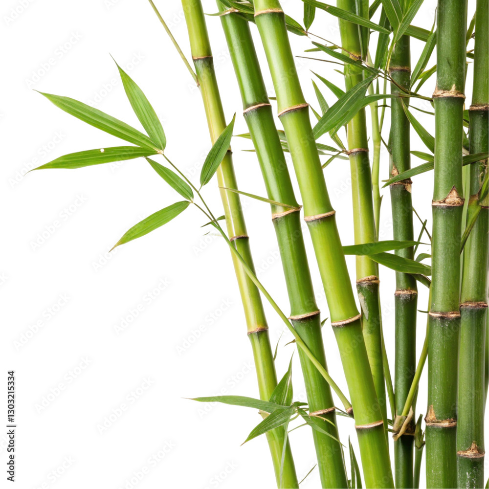 Closeup of lush bamboo stalks isolated on transparent background
Closeup of lush bamboo stalks isolated on transparent background