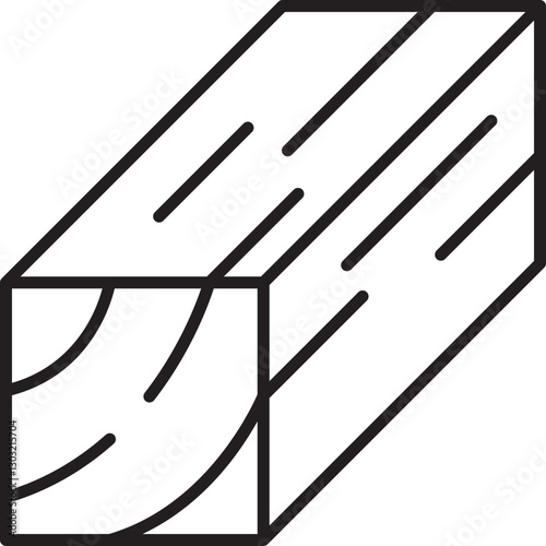 Wooden block illustration line icon