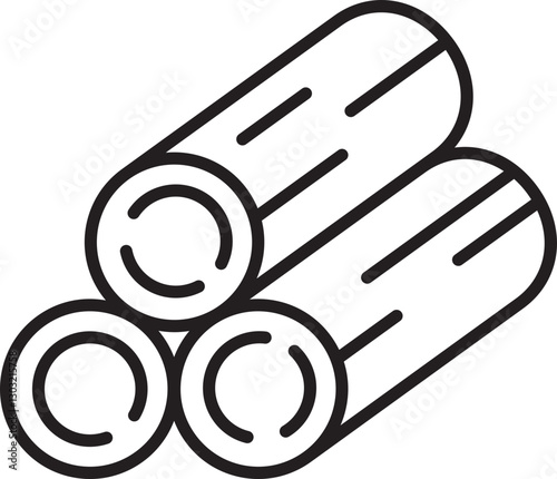Logs stacked together in a simple design line icon