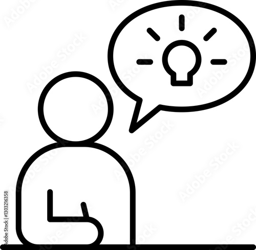 Thoughtful person with idea illustration line icon