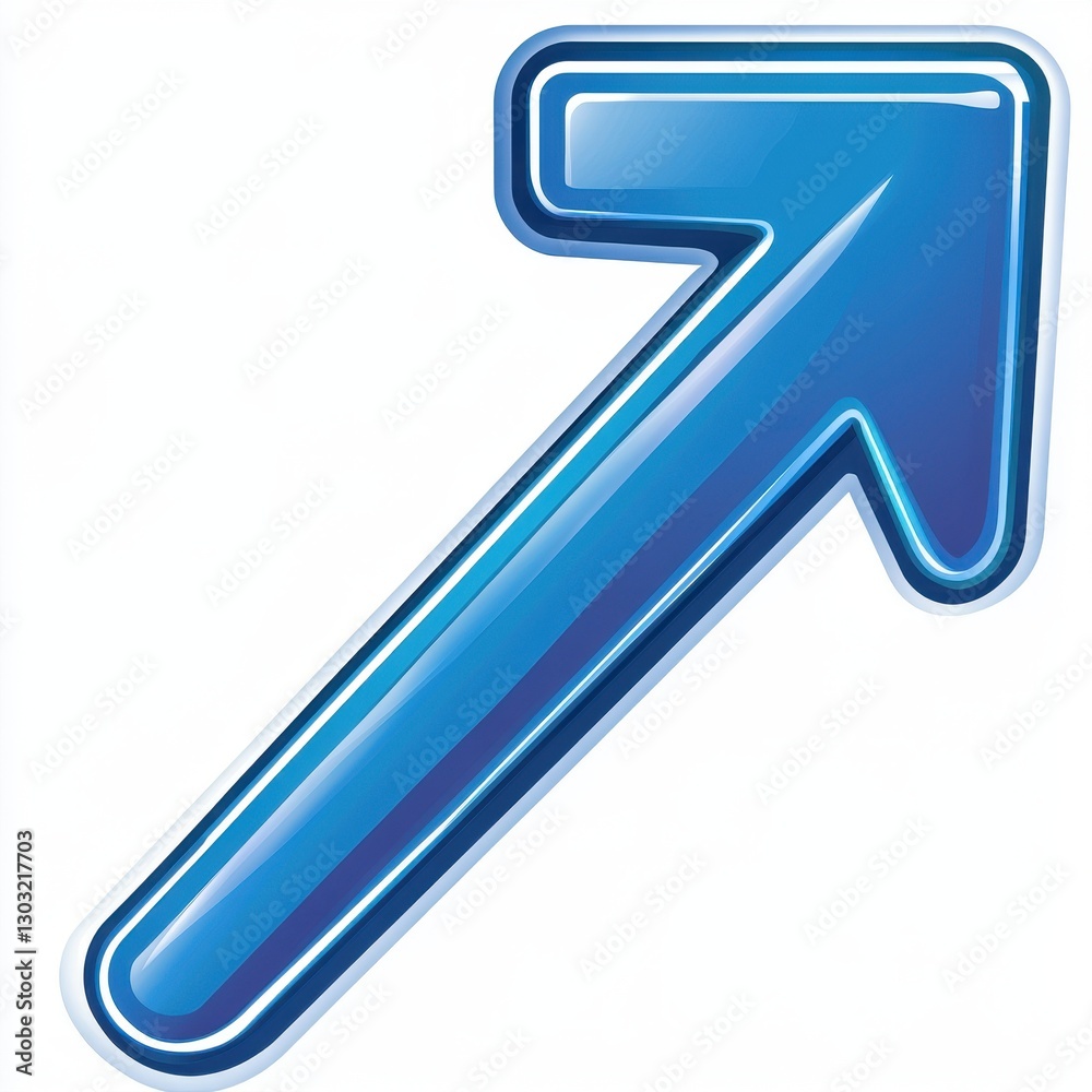 Stylized Icon of a Diagonal Arrow Pointing Upward to the Left in Vibrant Blue Stylized Icon of a Diagonal Arrow Pointing Upward to the Left in Vibrant Blue